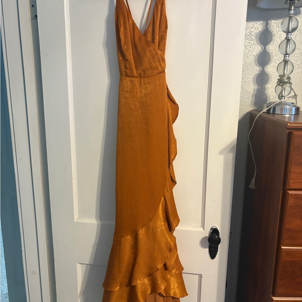 Elegant Burnt Orange Evening Dress